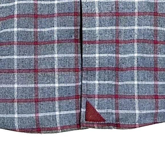 Untuckit Shirt Men's‎ Medium Gray-Red Plaid Long Sleeve Poly Blend Button Up - Picture 7 of 10